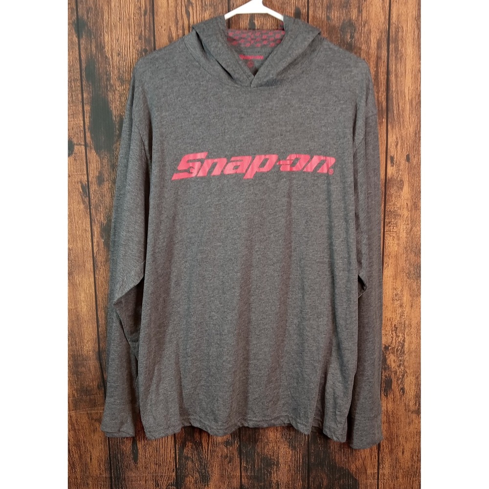 Snap-on Tools Mens Gray Red Logo Lightweight Hooded Tri-Blend T-Shirt Large